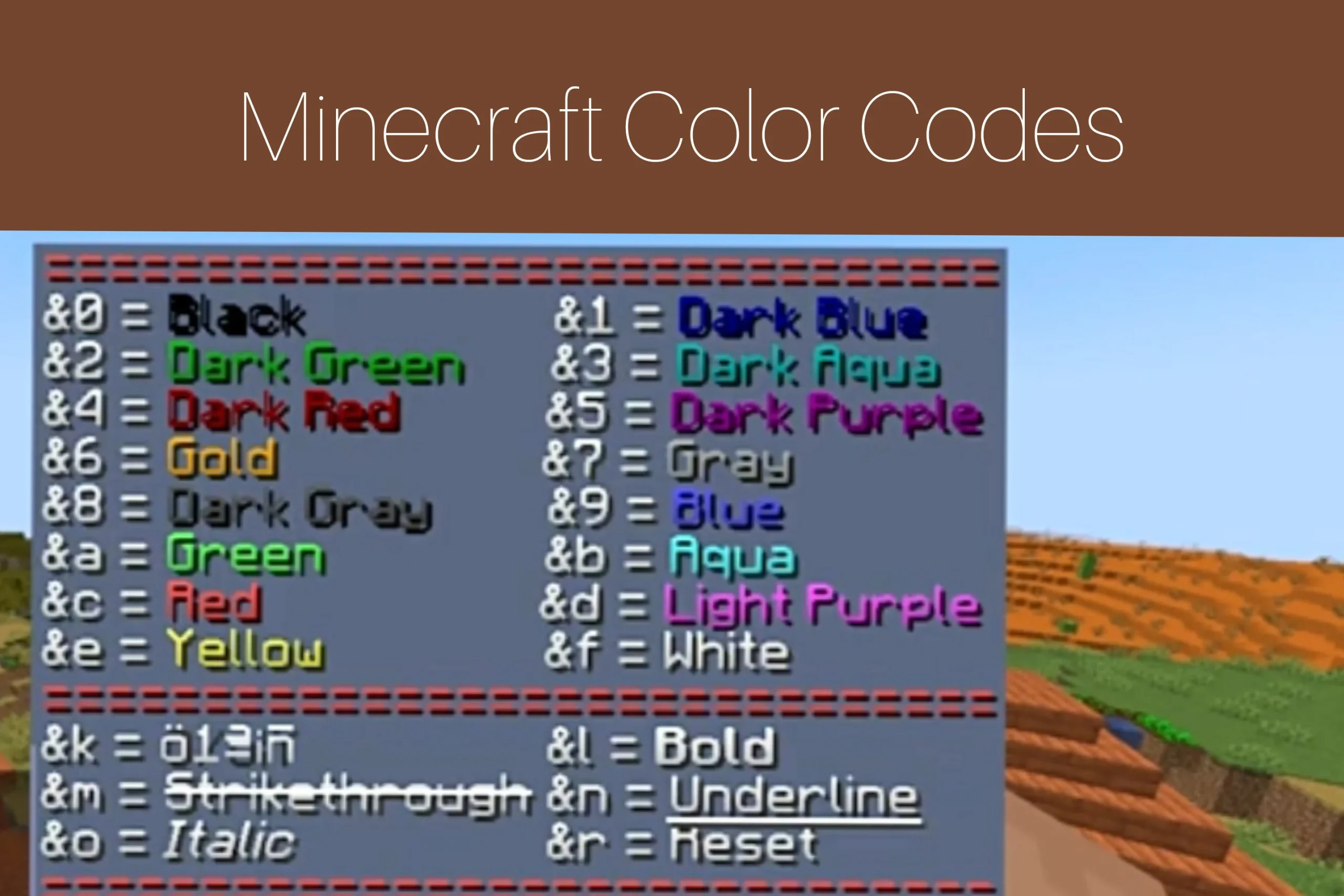 Minecraft Color Codes