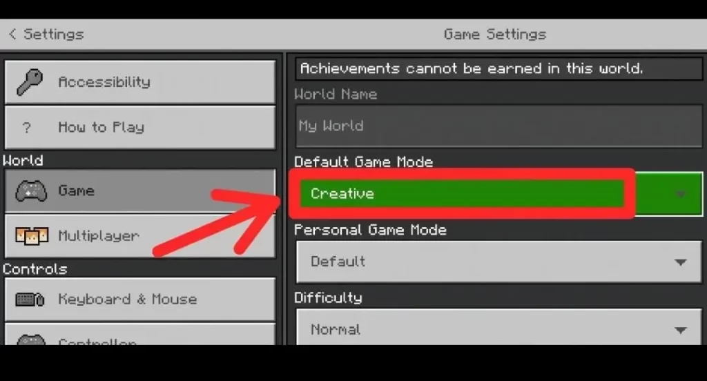 Survival to Creative in Bedrock : Step 4