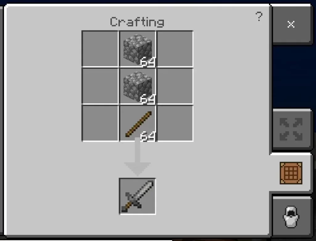 crafting a sword stone in Minecraft