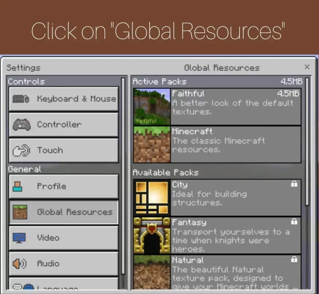Step 5: Click on "Global Resources"