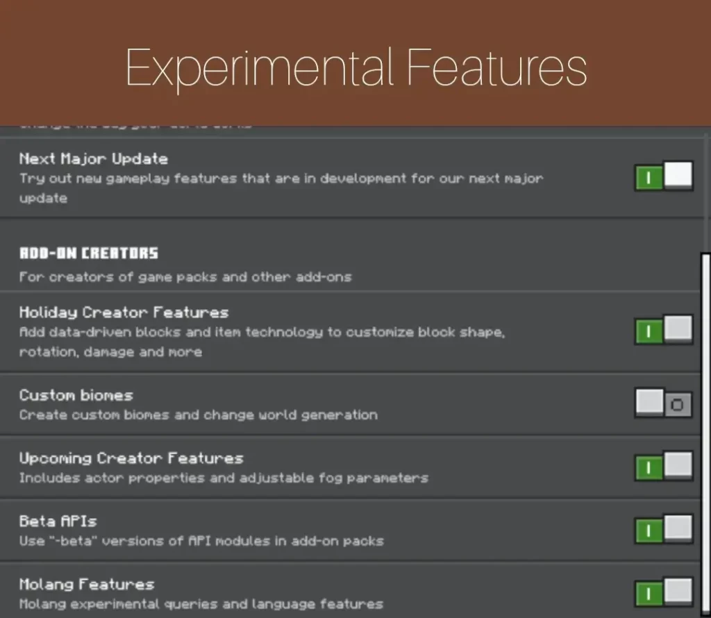 Experimental Features