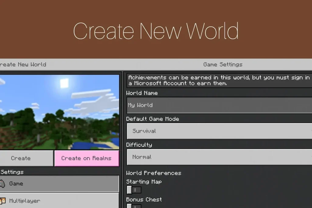 CREATE NEW WORLD
